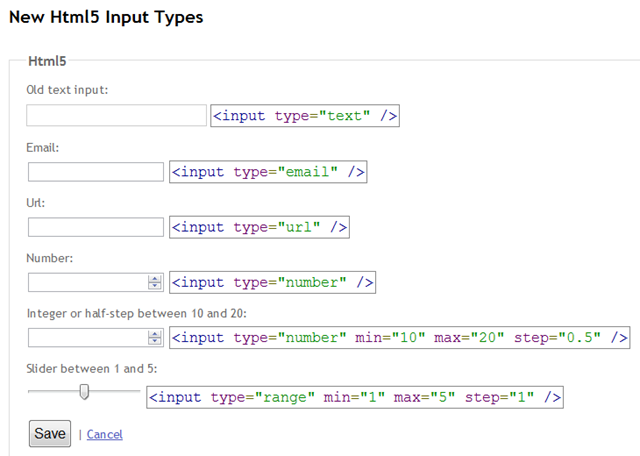 HTML5 Inputs